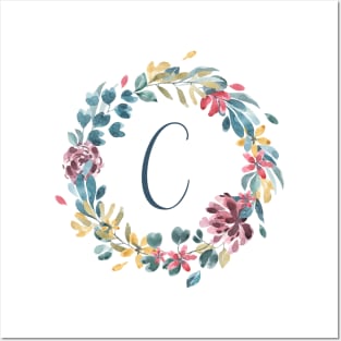 Floral Monogram C Colorful Full Blooms Posters and Art